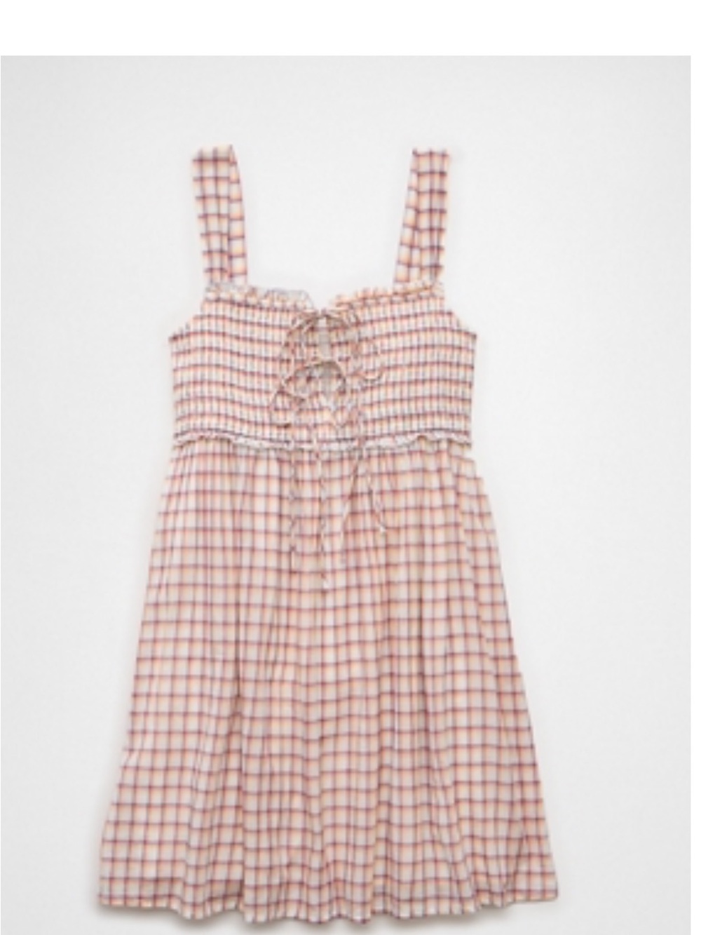 American Eagle Outfitters Pink Plaid Babydoll Mini Dress